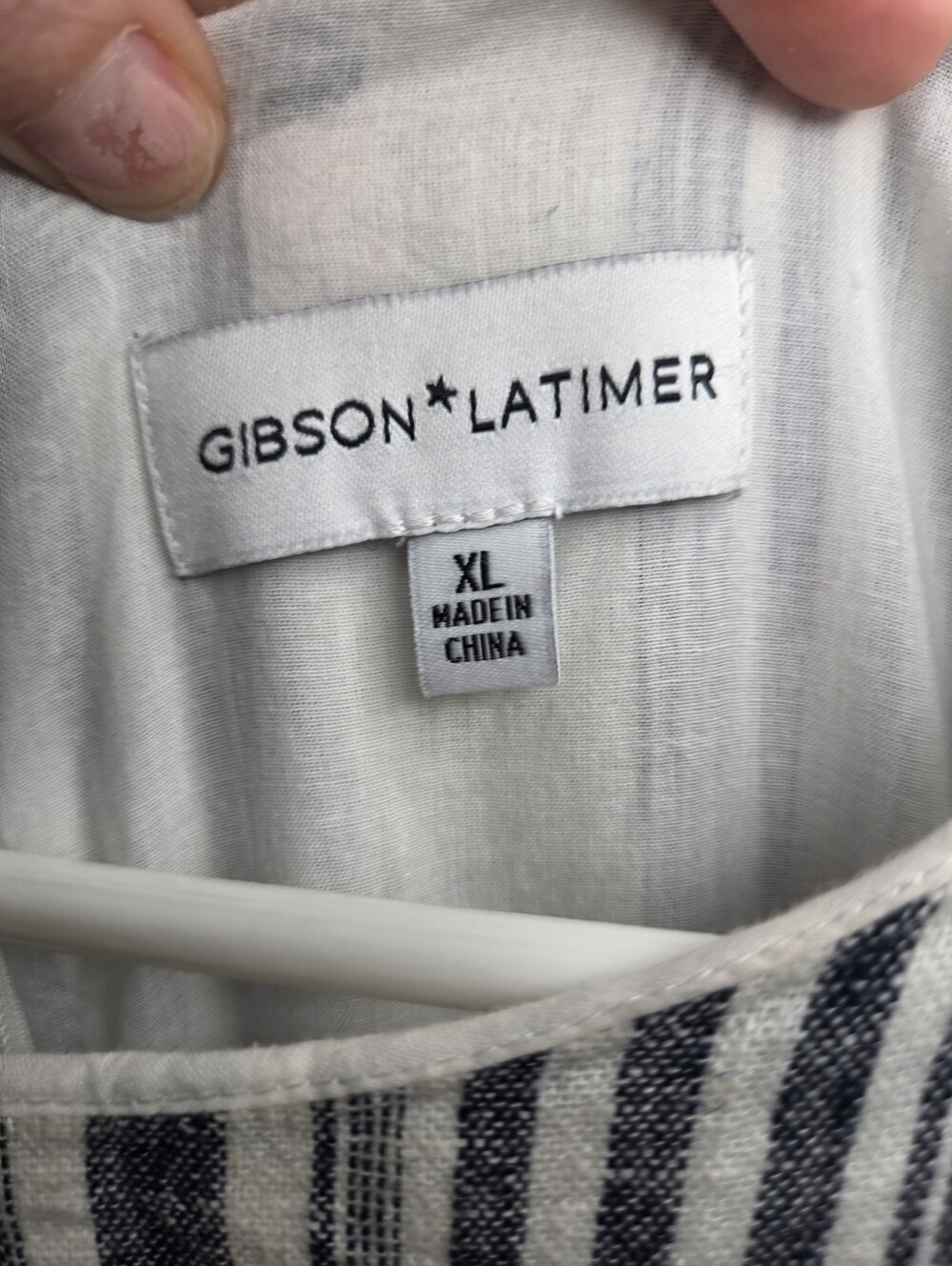 Women's Gibson Latimer Blue Striped Linen Blend Jumpsuit Sz XL - Picture 5 of 8